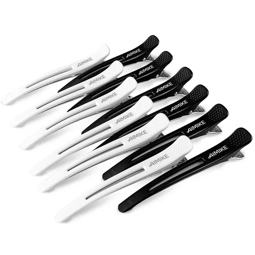Miniatura 12 de AIMIKE 6 pinzas de pelo profesionales para corte de peinado, antideslizantes, sin rastro, pinzas de pelo con banda de silicona, pinzas de corte