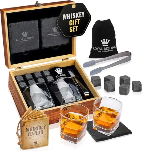 Miniatura 10 de Royal Reserve - Juego de regalo de piedras de whisky Bullet Vasos de bourbon hechos a mano, posavasos, caja – Regalos de whisky para hombres