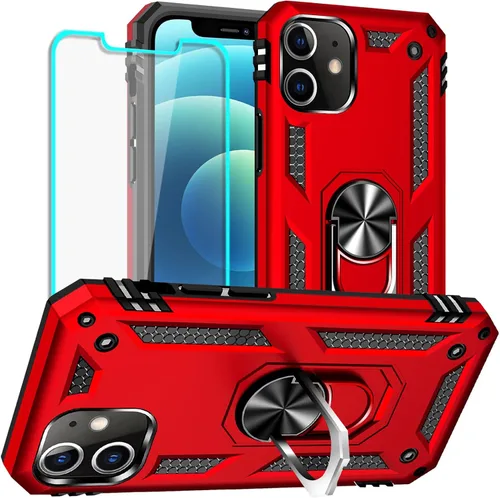 Miniatura 12 de Yiakeng Funda para iPhone 12 Mini: Funda para iPhone 12 Mini con protector de pantalla HD, fundas protectoras de grado militar con anillo para Verde