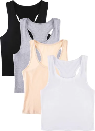Miniatura 4 de Boao 4 camisetas básicas sin mangas de espalda cruzada para mujer