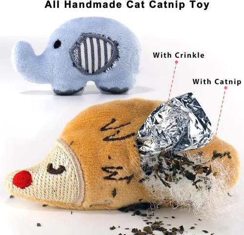 Miniatura 2 de Juguetes interactivos para gatos, juguete interactivo para gatos de interior, suave y duradero, con sonido arrugado, juguete masticable para 001