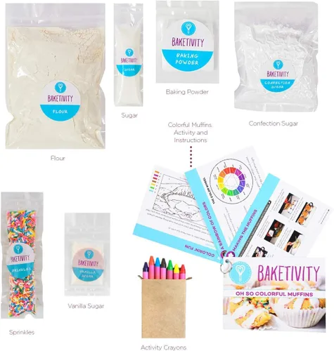 Miniatura 3 de Kit de actividades DIY para hornear Baketivity Kids - Hornea deliciosos muffins de confeti con ingredientes pre-medidos – La mejor idea de regalo