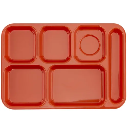 Miniatura 25 de G.E.T. Bandeja escolar para cafetería con 6 compartimentos, para zurdos, 10 x 14 pulgadas, verde bosque (paquete de 4)