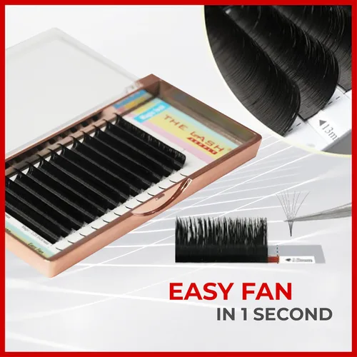 Miniatura 2 de THE LASH SUPPLY Pestañas de volumen Easy Fan, suministros profesionales de extensión de pestañas mágicas, rizo C/D, 0.39-0.78 pulgadas de longitud