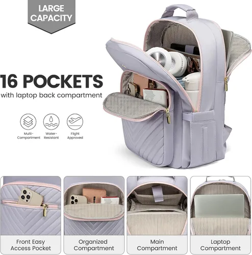 Miniatura 2 de LOVEVOOK - Mochila para laptop de 15.6 pulgadas para mujer, linda mochila de viaje con asa superior, mochila profesional para computadora, mochila