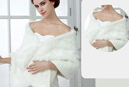 Miniatura 4 de Mydio Capa de estola de piel sintética estolas de bufanda de piel sintética para vestidos de boda