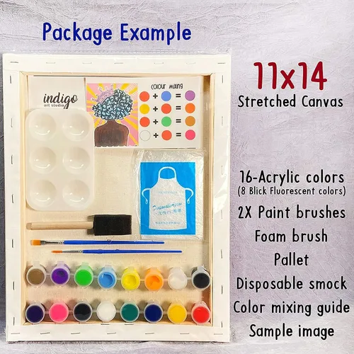 Miniatura 5 de Pre Drawn Canvas Paint Kit for Adults Kids Couples 4-40 PACK Discounted Bundle Afro Nature Therapeutic Retro DIY Birthday Gift & Sip and Paint