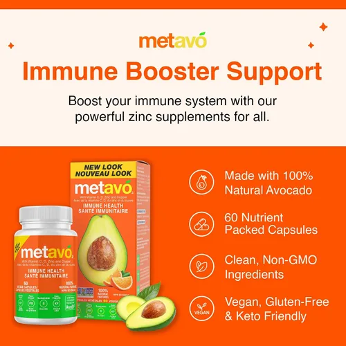 Miniatura 3 de Metavo Salud inmunológica: suplemento natural de apoyo inmunológico, suplementos esenciales de zinc para hombres y mujeres enriquecidos con vitamina