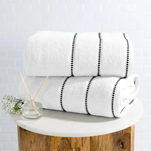 Miniatura 4 de Bedford Home - Juego de toallas de algodón de lujo, juego de 2 toallas de baño hechas de 100% algodón sin torsión, secado rápido, suave y absorbente