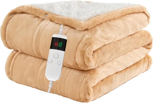 Miniatura 23 de Electric Blanket Heated Throw, Soft Flannel 50"x60" Heating Blanket with 8 Hours Auto Off 10 Fast Heating Levels Machine Washable Sherpa Heated