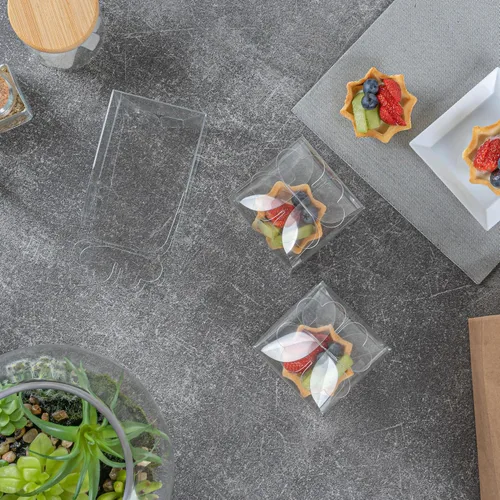 Miniatura 9 de Restaurantware - Cajas de recuerdo de boda de 2.8 x 2.4 pulgadas, 100 cajas de dulces transparentes con parte superior de trébol. Para bodas, baby