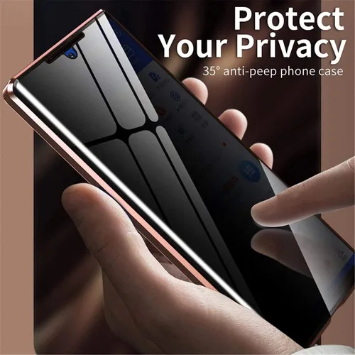 Miniatura 3 de Funda magnética de privacidad para Samsung Galaxy Note 10, dorado, vidrio templado, antiespía, protección de cuerpo completo, soporte