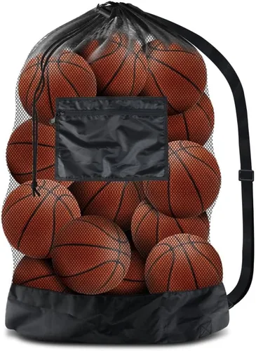 Miniatura 8 de BROTOU Bolsa de malla extra grande, bolsa de fútbol con cordón para entrenador, uso para baloncesto, voleibol, béisbol, bolsa de equipo de malla