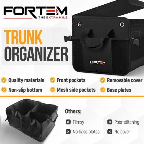Miniatura 9 de FORTEM Organizador de maletero con enfriador para SUV, organizador y almacenamiento de automóvil, multicompartimento plegable, regalo de Navidad