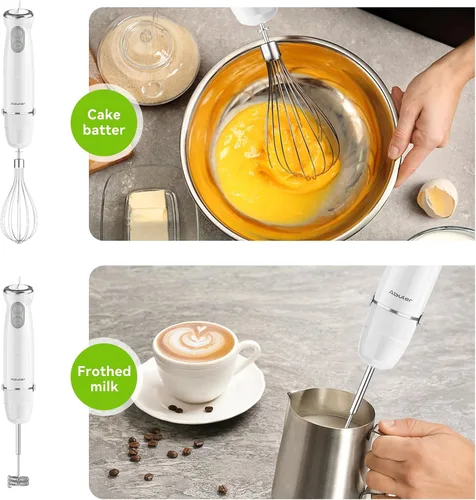Miniatura 7 de Batidora de Inmersión Manual 5 en 1, Batidora de Mano de 1000W, Varilla Mezcladora Manual sin BPA de 12 Velocidades con Vaso Mezclador, Picadora