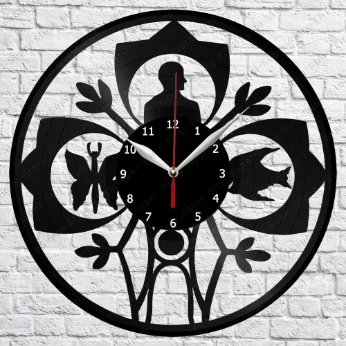 Reloj de pared de vinilo de biología, registro LP, decoración del hogar, arte hecho a mano, regalo de personalidad (tamaño: 12 pulgadas, color:
