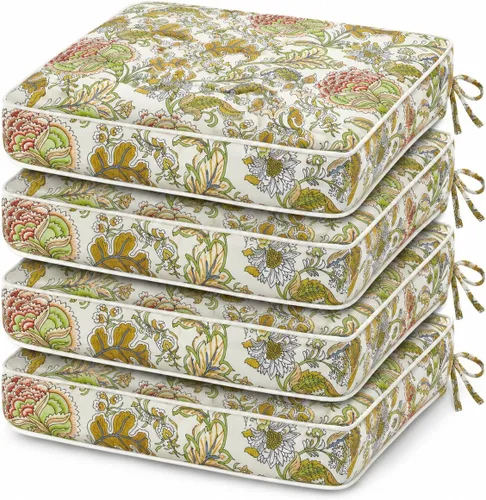 Miniatura 29 de Cojines para sillas de exterior de 19 x 19 pulgadas, impermeables, para muebles de patio, jardín, sofá con cremallera y correas ajustables, juego