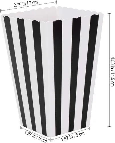 Miniatura 2 de TOYMYTOY Cajas de palomitas de maíz, recipientes de cartón para palomitas de maíz para recuerdos de fiesta, 24 piezas (negro)