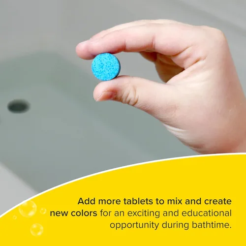 Miniatura 6 de Kids Made - Tabletas modernas de color de baño para niños, 150 gotas de baño no tóxicas para niños pequeños, tabletas de color azul, amarillo, rosa