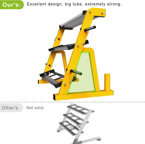 Miniatura 6 de Kipika Soporte para Mancuernas de Servicio Pesado de 3 Niveles Multifuncional, Soporte de Peso para Mancuernas, Equipo de Gimnasio en Casa, Adecuado