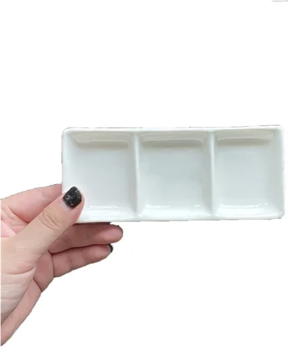Paleta de acuarela de cerámica, pintura de acuarela multirejilla, paleta de porcelana blanca, pintura profesional, suministros de cerámica adecuados