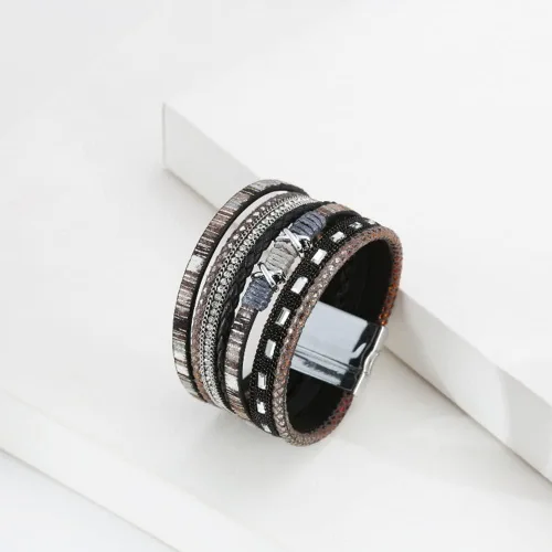 Miniatura 5 de Pulsera multicapa de cuero Pulsera de señoras cierre de mujer