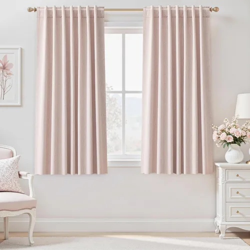 Miniatura 46 de UHITECH Cortinas cortas de lino de 24 pulgadas de largo para ventanas pequeñas de granja, cortinas opacas modernas para sala de estar, pestañas