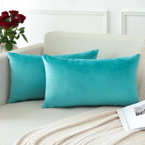 Miniatura 4 de OTOSTAR Paquete de 2 fundas de cojín de terciopelo suave y decorativas de 18 x 18 pulgadas, fundas de cojín cuadradas lisas para sofá, decoración