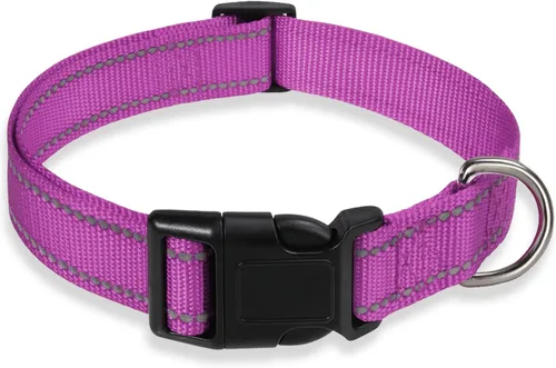 Miniatura 17 de Collar reflectante para perros con hebilla ajustable de nailon de seguridad para perros pequeños, medianos y grandes, azul M Azul-cielo