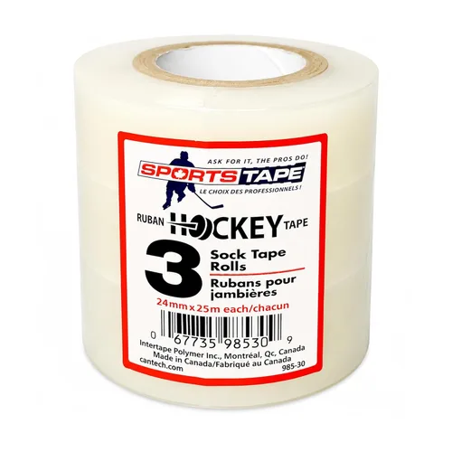 SportsTape - Cinta de hockey multipaquete, transparente, 3 rollos