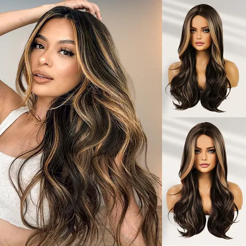 Miniatura 15 de Pelucas rubias 613 para mujer, con línea de cabello de encaje, largas, onduladas, de parte media, resistentes al calor, de pelo sintético de aspecto
