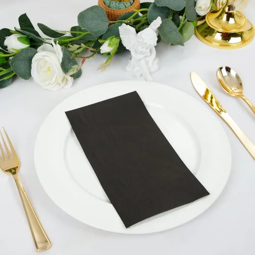 Miniatura 4 de bUCLA 100 Unidades de Servilletas de Papel Negras de 3 Capas - Servilletas de Papel Negras Desechables de Calidad Premium, Absorbentes para Cocina