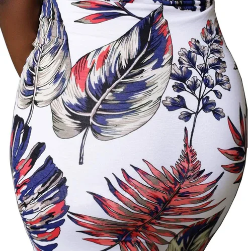 Miniatura 2 de Vestido sexy de verano tropical para mujer, sin tirantes, floral, tubo a media mitad, bodycon para fiesta, club