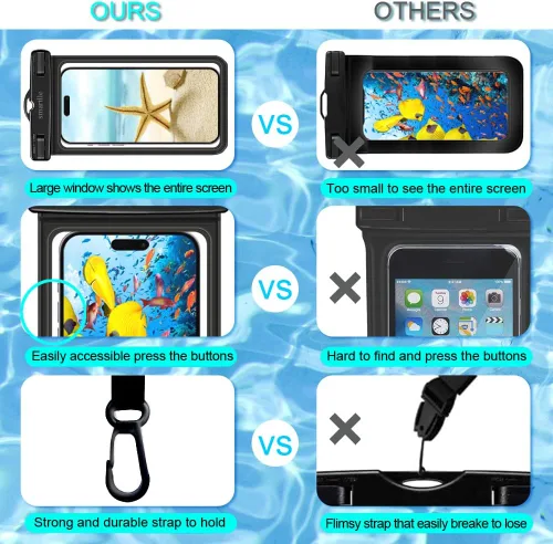 Miniatura 4 de Funda impermeable para teléfono, paquete de 2, bolsa seca para teléfono celular para iPhone 14, 13, 12, 11 Pro Max, XS Plus XR, Galaxy S23 S22 S21