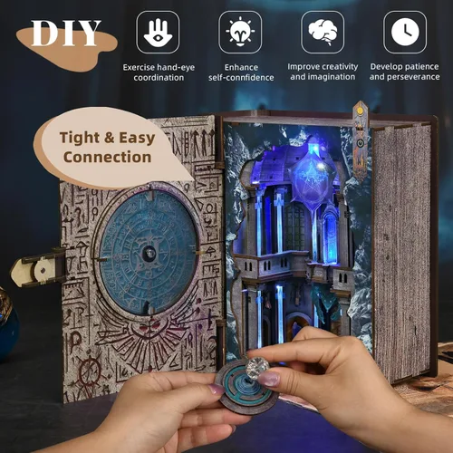 Miniatura 6 de MiniCity Kits de Rincón de Libros DIY para Adultos, Kit de Rincón de Libros en Miniatura para Casa de Muñecas, Rompecabezas de Madera 3D