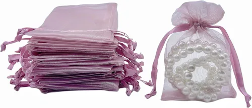 Miniatura 9 de QIANF 20 bolsas de regalo de organza transparente lavanda de 4 x 6 pulgadas con cordón, bolsas de golosinas, bolsa de malla para joyas, bolsa