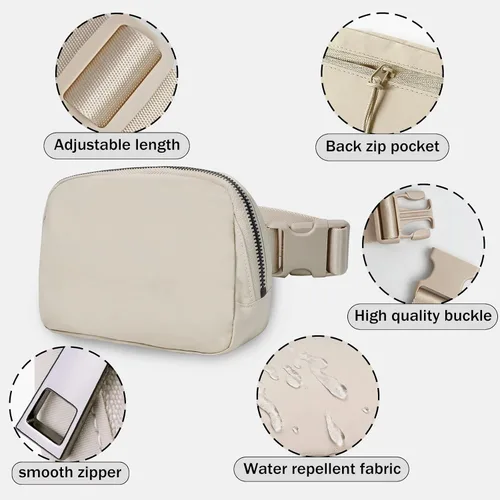 Miniatura 32 de Cangurera cruzada para mujer, mini bolsa para cinturón de 1 litro con correa ajustable de 32 a 51 pulgadas, bolsa de cintura pequeña para viajes