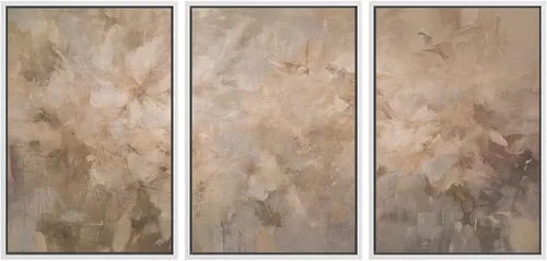 Miniatura 80 de SIGNWIN Lienzo enmarcado para pared, arte con pinceladas de flujo neutro en tonos beige abstractos, ilustraciones, arte moderno, decorativo