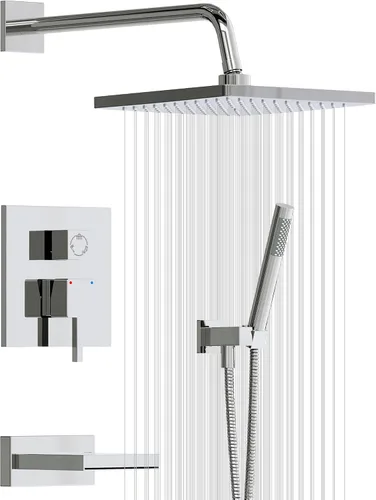 Miniatura 11 de Esnbia Sistema de ducha con boquilla de bañera, juego de grifo de ducha montado en la pared, cabezal de ducha de lluvia de 10 pulgadas y cabezal
