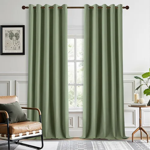 Miniatura 43 de DONREN Cortinas opacas de lino con aislamiento térmico de 52 x 95 pulgadas, cortinas de oscurecimiento de habitación con ojales para dormitorio