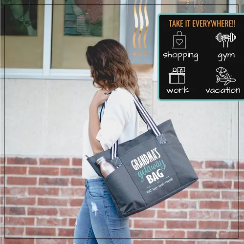 Miniatura 101 de Brooke & Jess Designs Bolso de mano para la abuela – Bolso de lona resistente con cremallera y bolsillo interior para la abuela para uso diario