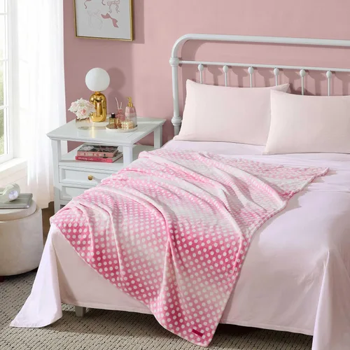 Miniatura 25 de Betsey Johnson - Manta para sofá o cama, manta súper suave y extragrande de aspecto audazmente mullido (corazón punteado rosa, 50" x 70")
