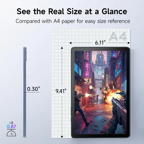 Miniatura 12 de TCL Tableta Android TAB 10 Gen 4, pantalla FHD de 10.1 pulgadas, CPU Octa-Core, 12 GB de RAM (4+8 GB), 128 GB de almacenamiento, batería de 6000