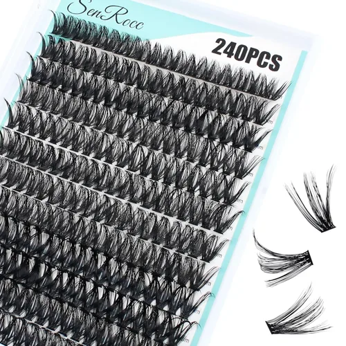 Miniatura 10 de Extensiones de racimos de pestañas, 240 unidades, extensiones de pestañas largas individuales 40D, aspecto natural, pestañas de imitación de visón