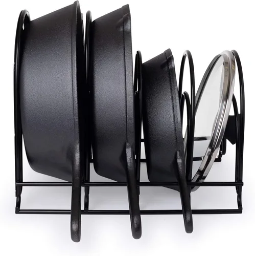 Miniatura 8 de Cuisinel Estante organizador resistente para ollas y sartenes, 12.2 pulgadas de alto, estante de 5 niveles, soporta 50 libras, sartenes de hierro