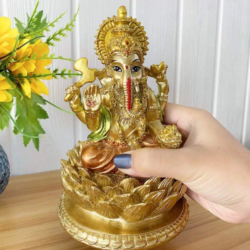 Miniatura 7 de Figura de ídolo hindú de resina de 6.3 pulgadas de alto, estatua de ídolo, elefante, Dios Ganpati, para el hogar, templo, mandir, altar, santuario