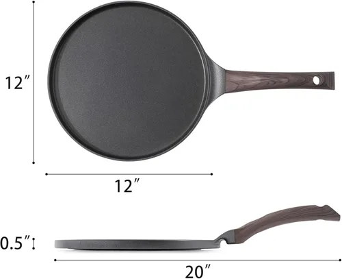 Miniatura 6 de SENSARTE Sartén Antiadherente para Crepas, Sartén Dosa con Revestimiento de Granito Suizo Sartén Plana para Panqueques Plancha Tawa de 12 Pulgadas
