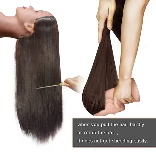 Miniatura 4 de FABA Cabeza de maniquí con pelo #4 marrón 26-28 pulgadas cabezas de maniquí de pelo para maquillaje, cabeza de muñeca de peluquería trenzada