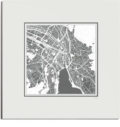 Miniatura 8 de O3 Design Studio Mapa de corte de papel Madrid negro mate de 20 x 20 pulgadas