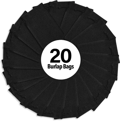 Miniatura 2 de Mandala Crafts Bolsas de regalo con cordón de arpillera negra de 10 x 12 pulgadas para regalos, 20 bolsas grandes de lino para regalo, dulces, café